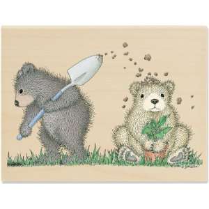    Gruffies Wood Mounted Rubber Stamp Digging Up Dirt