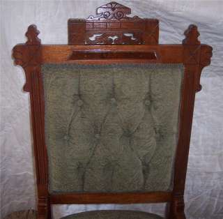 Walnut Carved Eastlake Campaign Fold up Chair Sidechair  