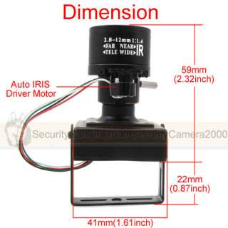 Super WDR 650TVL SONY CCD OSD Mini Camera 2.8 12mm Auto Aperture Lens