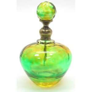   Glass Perfume Bottle Greenish Amber Shade Apple Shape