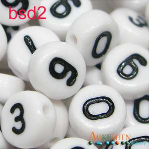 350pcs /50gram Acrylic Plastic white Flat Numbers Craft Loose Beads 