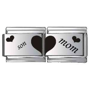  Son and Mom Double Laser Italian Charm Jewelry
