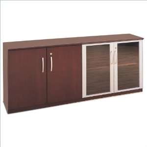  Wood and Glass,Mahogany Mayline Corsica Low Wall Cabinet 