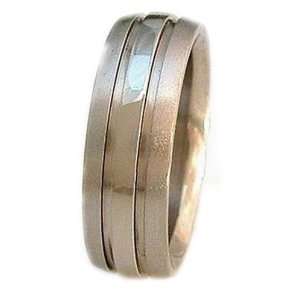  Domed Titanium Ring Two Inlay Grooves, Stone Sides   Ring 
