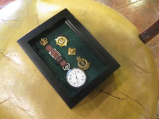   LONGINES POCKET WATCH IN MINI MILITARY WATCH BOX WITH BADGES  