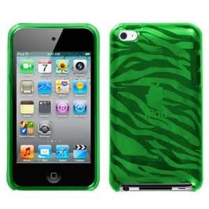 TPU Glove GREEN With ZEBRA PRINT Design Soft Cover Case for APPLE IPOD 