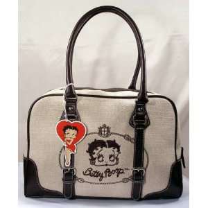  Betty Boop Canvas Handbag Purse   Brown 