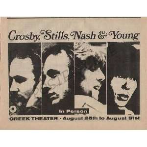   Crosby Stills Nash Neil Young CSNY Concert Ad 1969