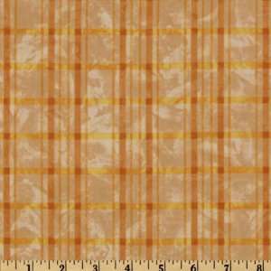  44 Wide Autumn Leaves Striped Plaid Honey Fabric By The 
