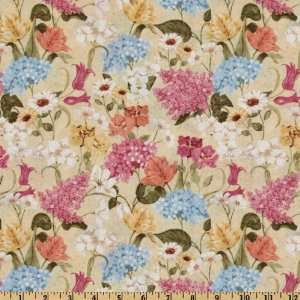  44 Wide Botanical Blooms Tossed Floral Cream Fabric By 