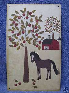 Horse Tin Metal Advertising Sign Apple Tree  