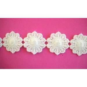  White Flowers Venice Lace Trim 1 Inch Diameter By The Yard 