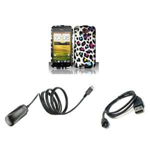 One S (T Mobile) Premium Combo Pack   Rainbow Leopard on Silver Animal 