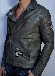 Affliction American Customs REBORN Mens Leather Jacket  10OW464 