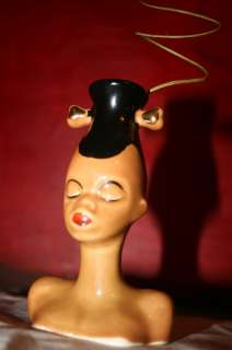 Vintage African Woman Native Head Vase Retro Pottery  