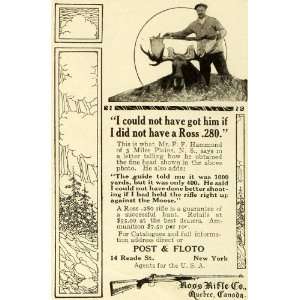  1916 Ad Ross Rifle .280 Post Floto Moose Big Game Hunting 