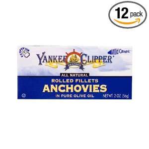 Yankee Clipper Anchovies, Rolled, 2 Ounce (Pack of 12)  