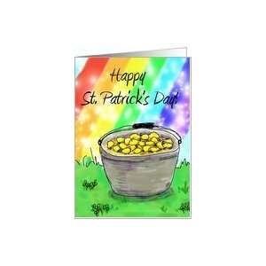  Gold At End of Rainbow Whimsical Happy St. Patricks Day 