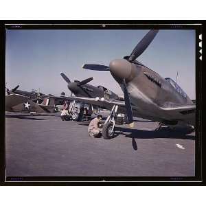  Photo P 51 Mustang fighter planes being prepared for test 