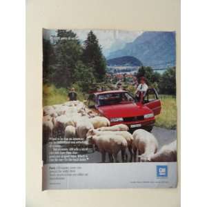   red car/sheep.) original vintage magazine Print Art. 
