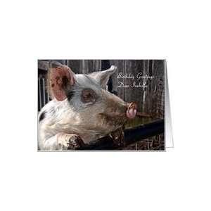  Birthday Name Isabella   Animal Cute Pig Farm Rural Card 