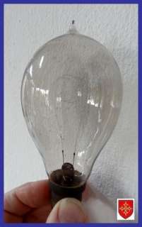 French 1900s ANTIQUE Triple Loop Carbon Filament Edison Light Bulb 