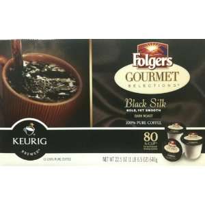 Folgers Gourmet Selections Black Silk Dark Roast 100% Pure Coffee 80 K 