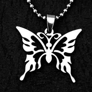B3008 Vogue Stainless Steel Butterfly Pendant Necklace  