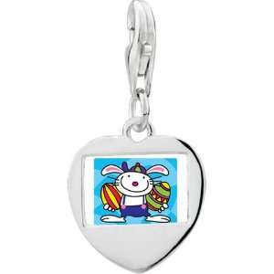   Plated Cartoon , Smart Bunny Photo Heart Frame Charm Pugster Jewelry
