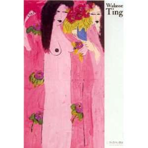  Chinese Pink Offset Lithograph by Walasse Ting. size 23.5 