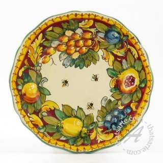 Set of 4 Handmade Tuscan Dinner Plates, Montelupo Italy  