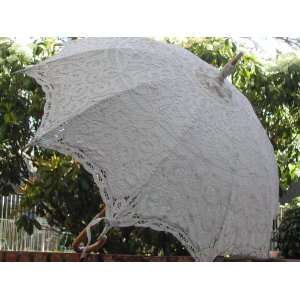 Victorian Parasol with Battenburg Lace & Curved Handle