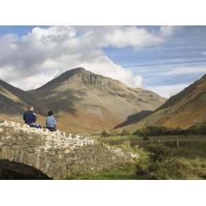 Two Walkers Resting, Looking to Great Gable 2949Ft, Wasdale Valley 