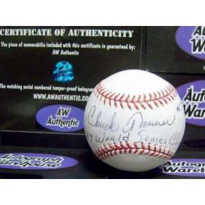  Chuck Tanner Autographed Baseball Inscribed 79 WS Champs 