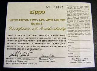 ZIPPO PETTY GIRL SERIES II FADEAWAY 2000 LIMITED EDI.  