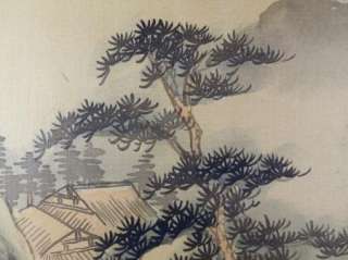 Vintage Original Landscape Painting Silk Japan Japanese Art Signed 