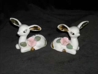 Vintage Chase Handpainted Pr of Anthropomorphic Porcelain Fawn 