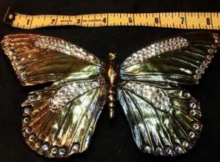   Belt Buckle HUGE Butterfly Rhinestones Retro 80s Glam Runway Boho HTF
