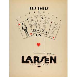 1928 Lithograph Larsen Playing Cards Suit J C Bellaigue   Original 