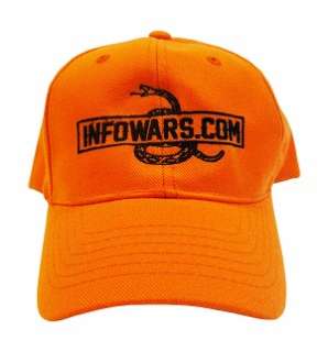   Orange Infowars Hat with Gadsden Rattlesnake (Alex Jones)  