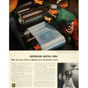  1944 Ad Reynolds Metal Co Aluminum Foil Machinery Factory 