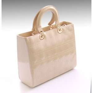 Finest Quality Designer Inspired Vernis Italian Calf Leather Bag Beige