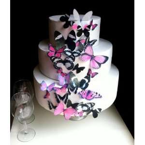  Edible Butterflies ©   Assorted Set of 30 Pink and Black 
