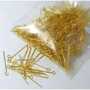  500 Gold Plated Brass Jewelry Eye rosary Pins 1 Inch 22 