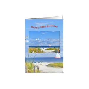  Birthday, 58th, Beach and Ocean View Card Toys & Games