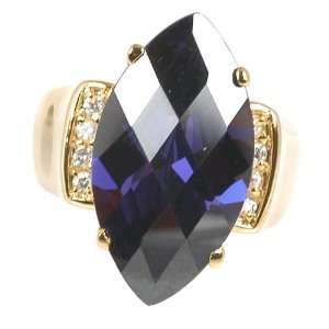  Marquise Checkerboard Cut Amethyst CZ Gold Plate Jewelry