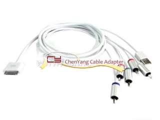 Apple iPad iPhone 4 to Component AV 5 RCA cable to HDTV  