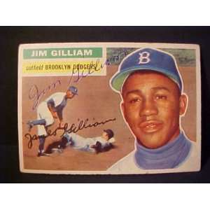 Jim Gilliam Brooklyn Dodgers #280 1956 Topps Signed Autographed 