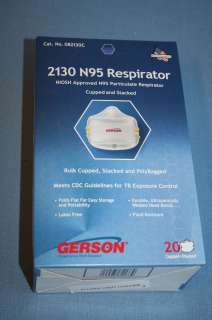 Case of GERSON #2130 N95 Safety RESPIRATORS 200 Masks 10 Boxes Brand 