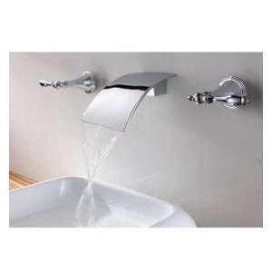  Brass Waterfall Bathroom Sink Faucet (Wall Mount)